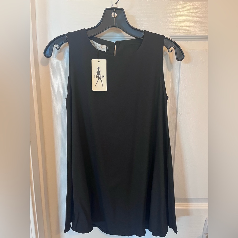 Black Sleeveless Top with Pearl Style Closure in Back